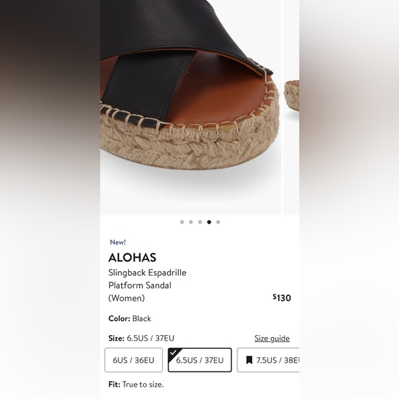 Alohas Espadrilles, Crossed Black Leather, EU size 37/US size 6.5 - Picture 4 of 16